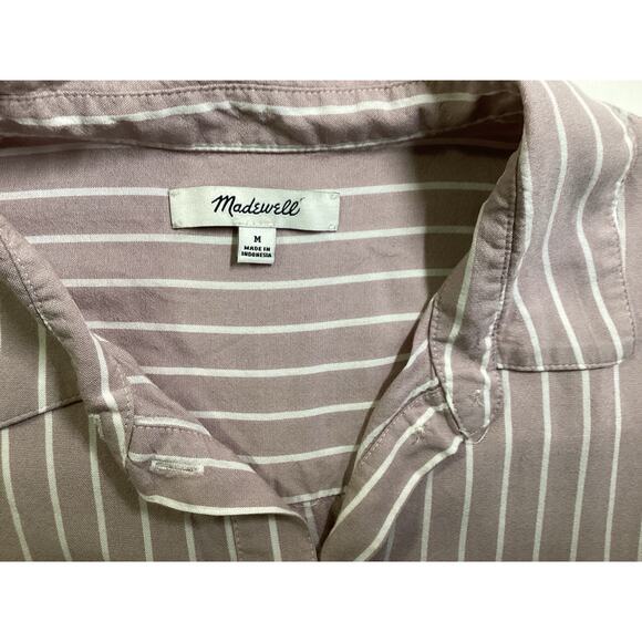 Madewell Embroidered Bristol Button-Down Shirt pink pinstripe pattern size M - Picture 8 of 9